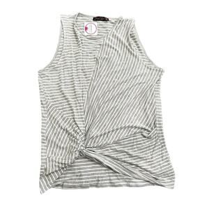 Sheila Rose Stripped Front Knit Tank Top in Gray, Size 2X​​​​
